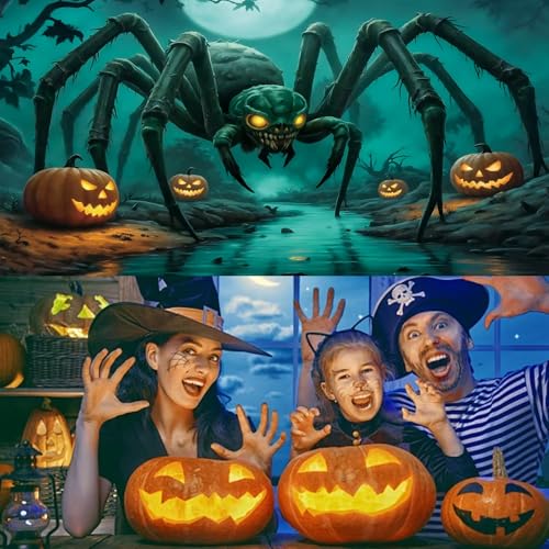 Scary Giant Spider Garage Door Banner Halloween Decor - 192.13" x 82.68" - Waterproof Outdoor Halloween Decoration