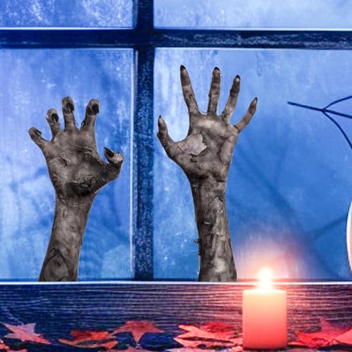 Halloween Ghost Hand Window Decals - Reusable 3D Horror Wall Stickers
