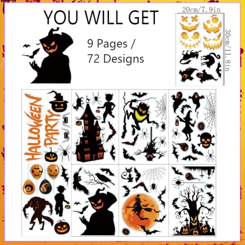 Halloween Window Clings Decorations Scary Monster Stickers - Halloween-Red Variation