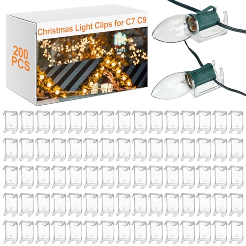 200 Pcs Christmas Light Clips for C7 C9 Sockets Waterproof Combo C - VIHOSE Variation 200
