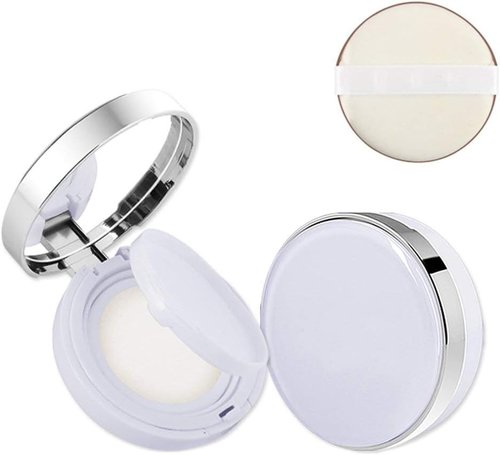 Skiennix Portable Air Cushion Puff Box - Luxurious White Silver Edge with Mirror & Powder Puff | 15g 0.5oz