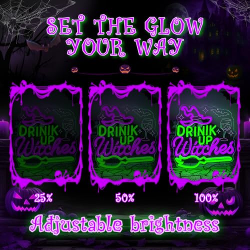 Drink Up Witches Halloween Neon Sign Wall Decor Dimmable LED Light