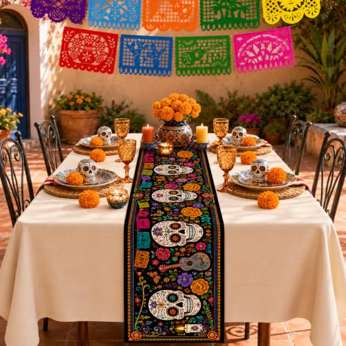 Day of the Dead Decorations Set with Marigolds Banner & Table Runner