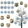 Flowers Double-Sided Wooden Ornaments for Christmas Tree - 20Pcs Holiday Decor with String - Rustic Home Decorations