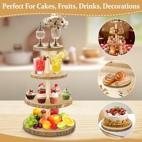 Wooden 4-Tier Cupcake Tower Stand with Large Capacity for Parties