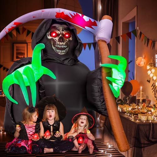 Halloween Inflatable Grim Reaper Outdoor Decor with Built-in LEDs - 7.2FT