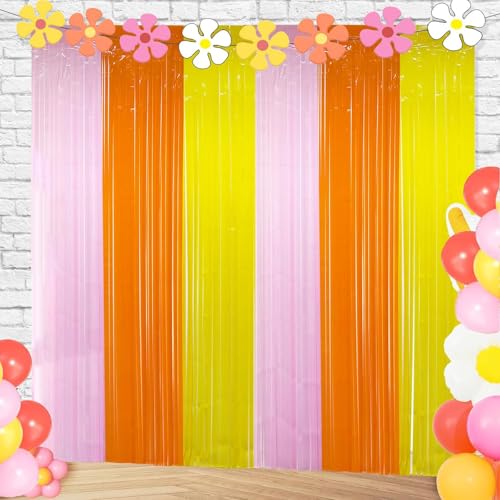 Partyzoa 2 Pack Groovy Foil Fringe Curtains Backdrop for Birthday Parties