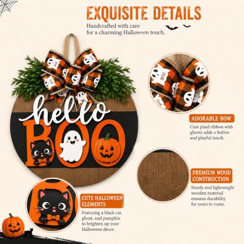 Cute Ghost Halloween Wreath for Front Door - Fall Porch Wall Decor
