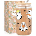 Ghost Reader Halloween Coffee Cup with Lid and Straw - Cute Book Lover Spooky Gift