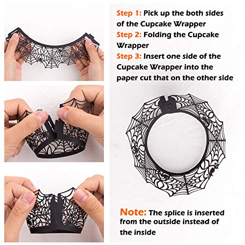 Halloween Cupcake Wrappers Set - Black Laser Cut Paper Cupcake Liners for Party Decorations
