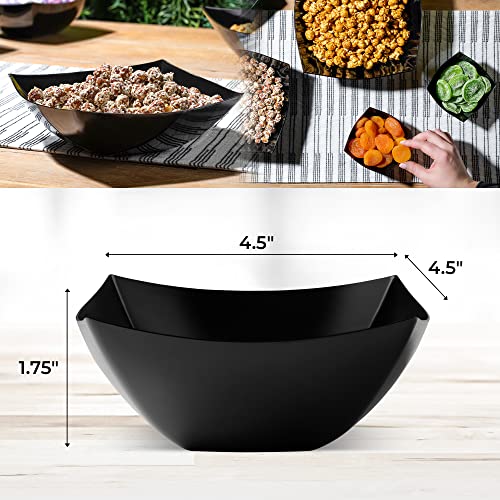 8oz Disposable Black Plastic Square Serving Bowls - Party & Candy Use, 4 Pack
