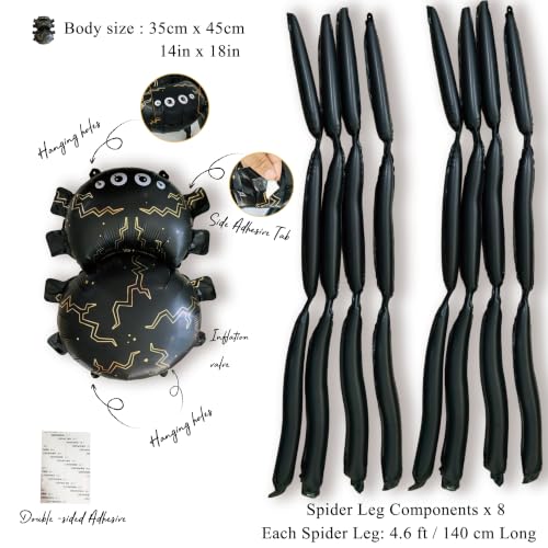 10FT Giant Spider Balloon Halloween Decoration with Posable Legs - Spooky Party Decor
