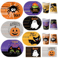 Halloween Disposable Party Plates Napkins Cups Forks Set for 24 Guests