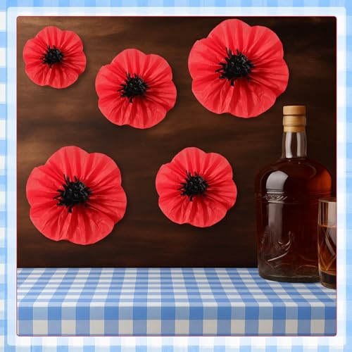 Halloween Party Decor Set with Tablecloth & Artificial Poppy Flowers - Variation 1