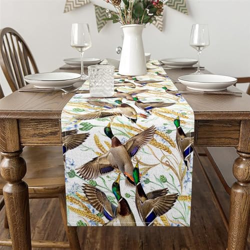 Mallard Duck Table Runner 120x13 Inch - Hunting Lodge Farmhouse Home Decor
