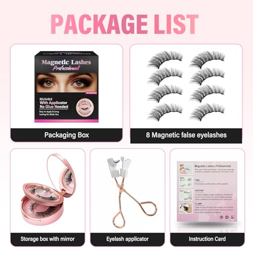 Magnetic Eyelashes with Applicator - Natural Look, Reusable + 4 Pack