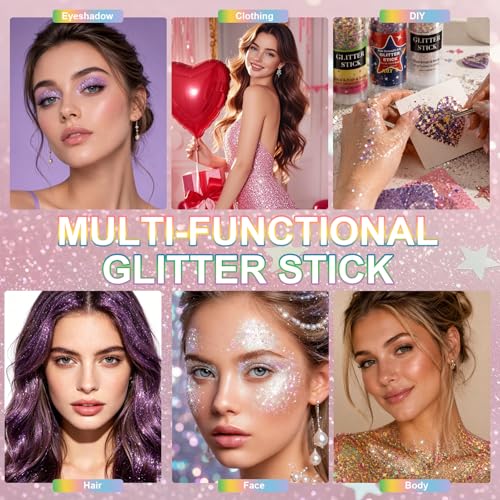Body and Face Glitter Stick - Blue, Easy-Apply, Skin-Friendly for Makeup & Rave Looks