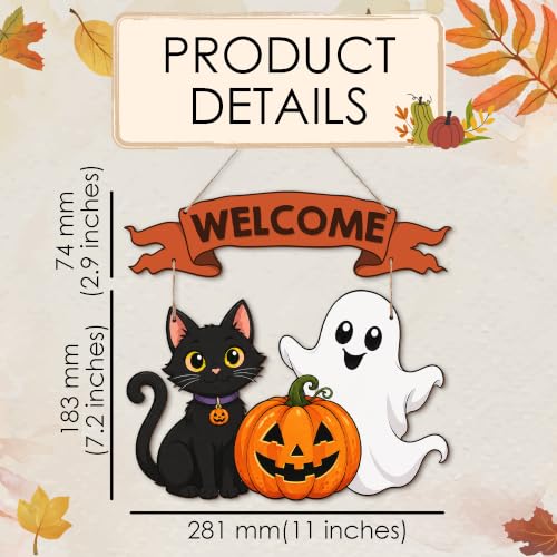 Halloween Door Hanging Decorations Black Cat Pumpkin Ghost Wreath - Fall & Holiday Decor