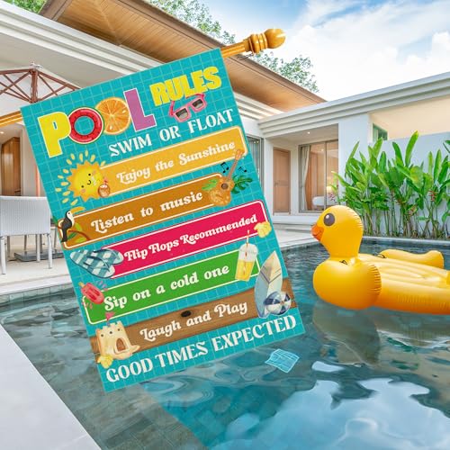 Summer Pool Decor Garden Flag - Funny Pool Rules Outdoor Banner