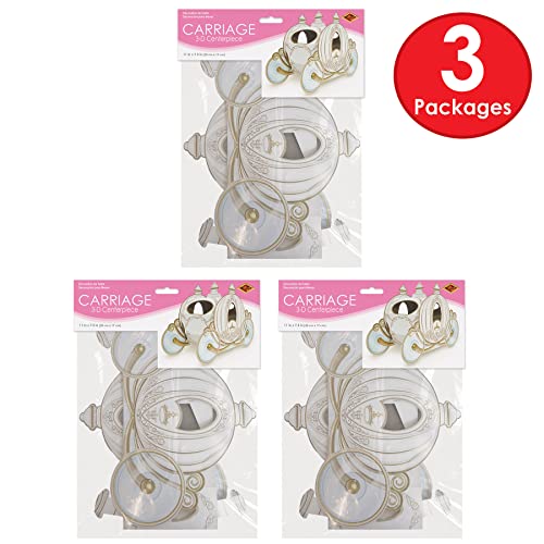 Princess Carriage Centerpieces Set of 3 - Royal Themed Birthday Party Decorations