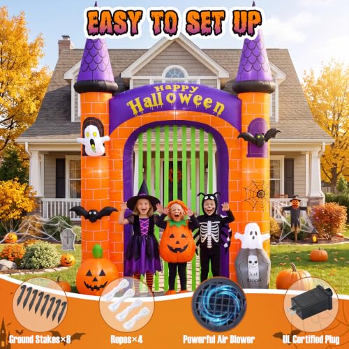 Halloween Inflatable Archway 10.8FT Tombstone Pumpkin Ghost Decor Outdoor