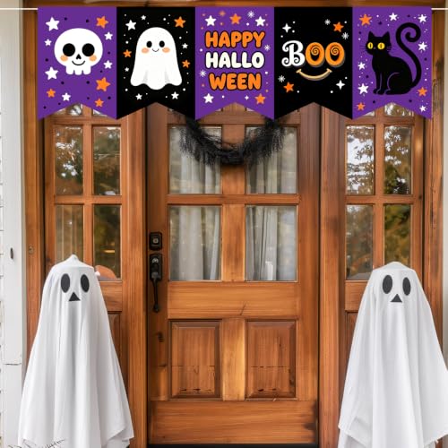 Halloween Banner 2-Pack Spooky Fall Party Decorations Fabric