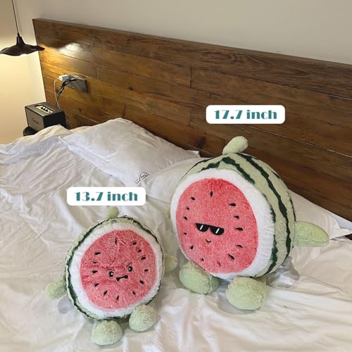 Watermelon Plush Pillow - 17.7 Inch Angry Fruit Soft Cushion for Kids & Adults