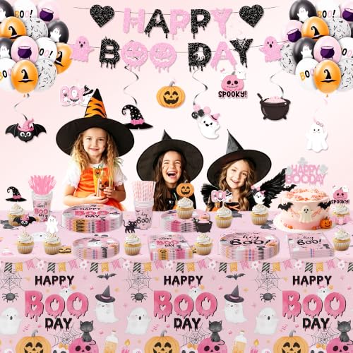 Pink Halloween Party Decorations Set for Girls - Serves 24