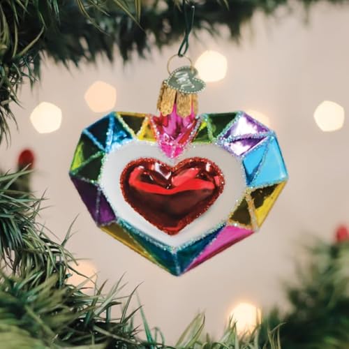 Faceted Glass Heart Ornament - Handcrafted Holiday Christmas Tree Decoration