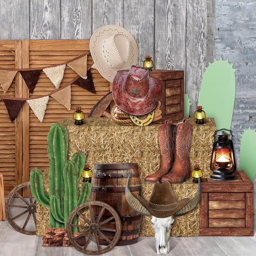 Western Cowboy Party Decorations Set - 16 Pieces, Cowgirl Birthday Supplies - Classic Variation