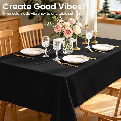 Disposable Black Rectangular Tablecloth 54x108 Inches 6 Pack Waterproof Party Cover