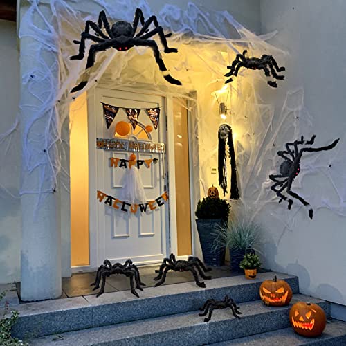 6 Pack Large Halloween Spider Decorations - Outdoor & Indoor Spiders with Realistic Appearance