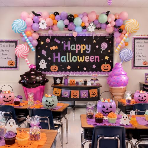 Giant Pastel Halloween Inflatable Candy Set - Trick or Treat Decorations, Pool Floats