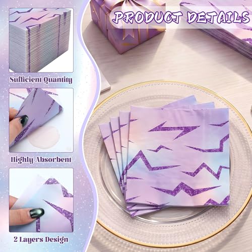 Purple Kpop Themed Party Napkins Bulk Pack for Birthdays & Fan Events