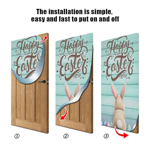 Easter Bunny Door Cover - Cute Bunny Holiday Door Decoration 32x79in - Bunny2 Variation