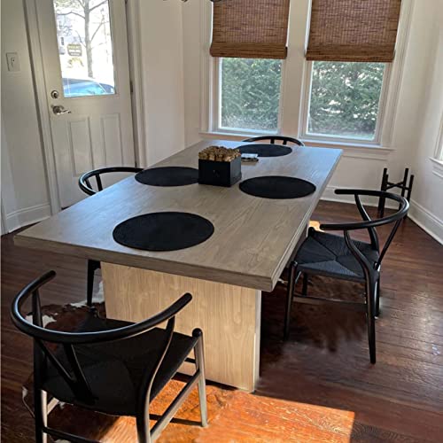 15 Inch Round Braided Placemats Set of 10 Black Woven Polypropylene Table Mats