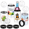 4 Pack Sublimation Insulated Beer Can Cooler 12oz with Interchangeable Lids