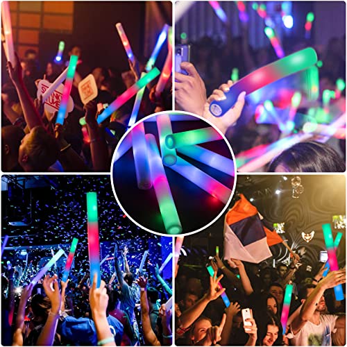 28PCS LED Foam Glow Sticks Bulk Party Pack with 3 Flashing Modes for Events
