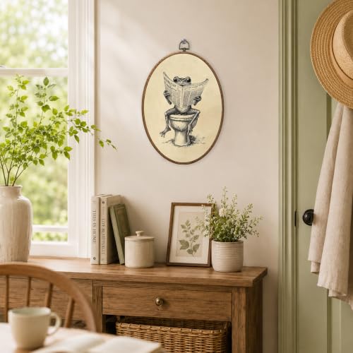 Funny Frog Canvas Wall Art Decor - Oval 8.6x11.4 Inch, Color-06