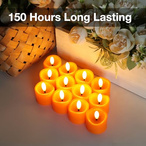 24 Pack Orange Flameless LED Tea Lights Candles - Battery Operated, Long-Lasting, Safe for Decorations