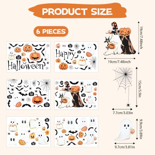 Halloween Window Clings 137 Pcs Ghost Pumpkin Bat Black Cat Static Stickers