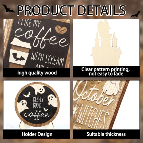 Halloween Ghost Coffee Tiered Tray Decor Set - 17 Pcs Fall Farmhouse Style Variation