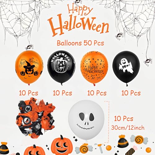 Halloween Balloons Decorations Set - 50pcs 12 Inch Latex Party Balloons