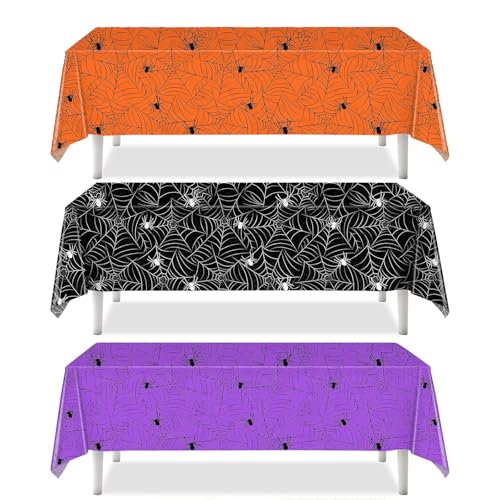 Halloween Spiderweb Tablecloth - Large Plastic Cover for Indoor & Outdoor Party Decor