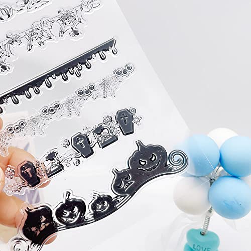 Halloween Lace Spider Web Pumpkin Bat Pattern Clear Stamp Set for Card Making & Scrapbooking