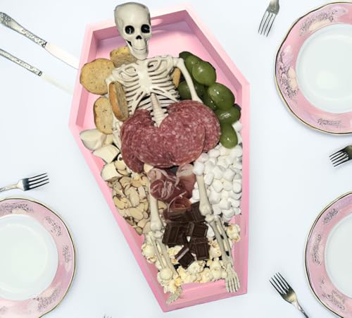 Pink Halloween Coffin Charcuterie Board Tray - Gothic Girly Decor 14.2"