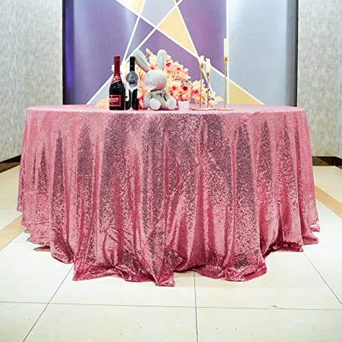 Rose Pink Sequin Tablecloth - 120 Inch Round Glitter Party Cover (Variation of THIS listing)