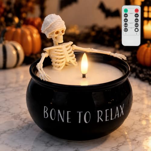Halloween Skeleton Flameless Candle with Remote - Spooky Skeleton Decoration