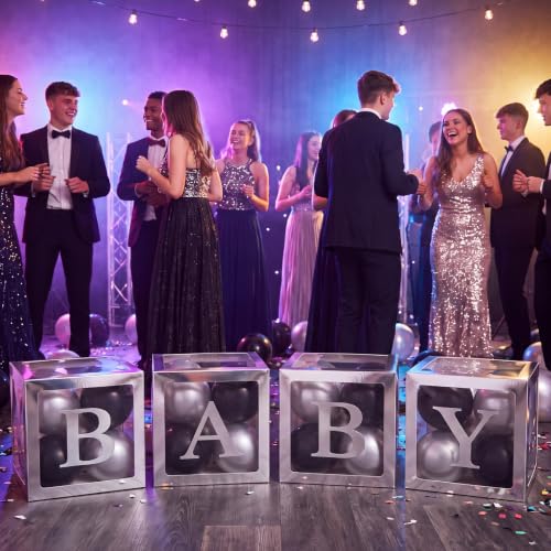Transparent Balloon Boxes with Silver Variation - 8 Pack, 11.81 Inch