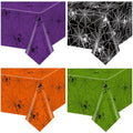 Halloween Spider Web Plastic Tablecloths 4 Pack | Waterproof Festive Table Cover